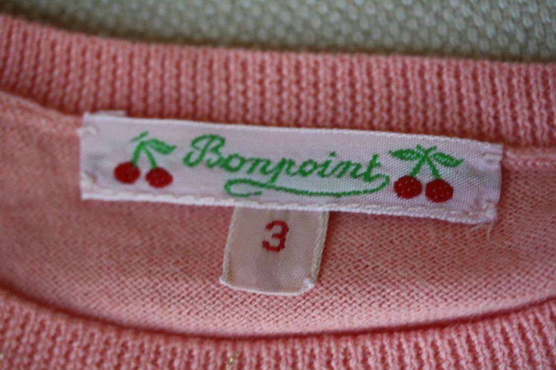 BONPOINT BABY PINK GLITTER SWEATER 3 YEARS
