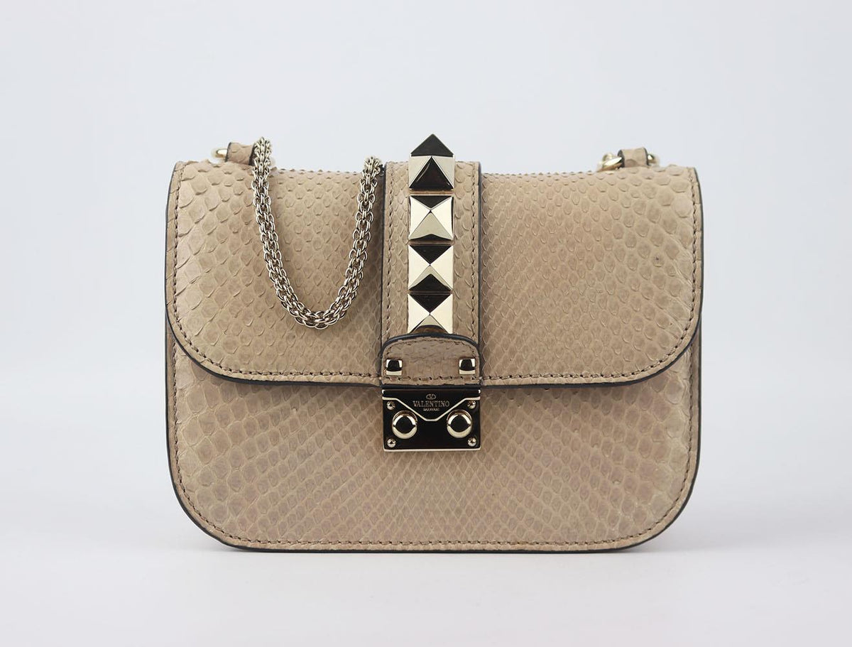 VALENTINO GARAVANI LOCK SMALL PYTHON SHOULDER BAG