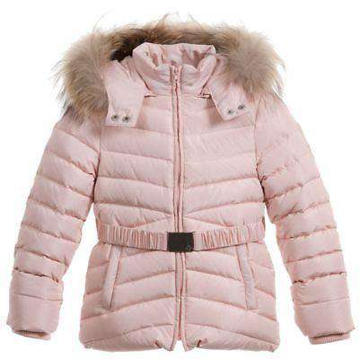 TARTINE ET CHOCOLAT GIRLS PALE PINK DOWN FILLED JACKET & FUR TRIM 3 YEARS