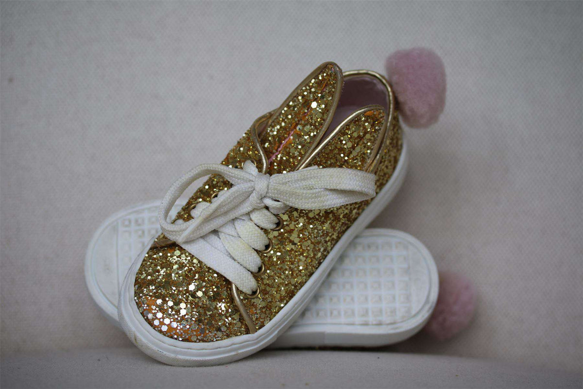 MINNA PARIKKA MINI GIRLS GOLD GLITTER TRAINERS EU 24 UK 7
