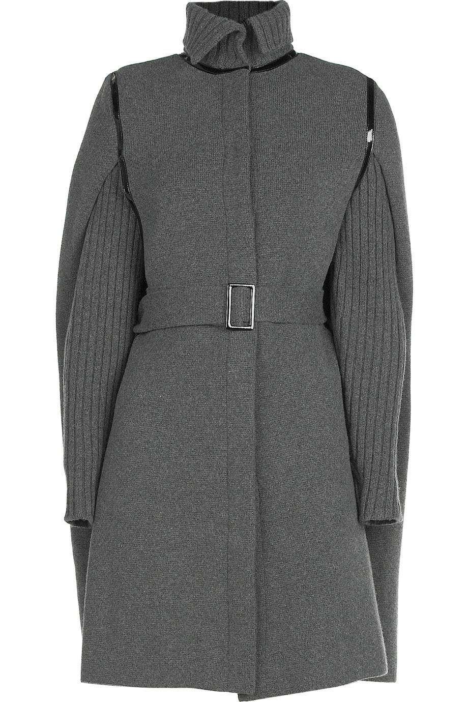 ALEXANDER MCQUEEN PATENT TRIM KNIT CAPE MEDIUM