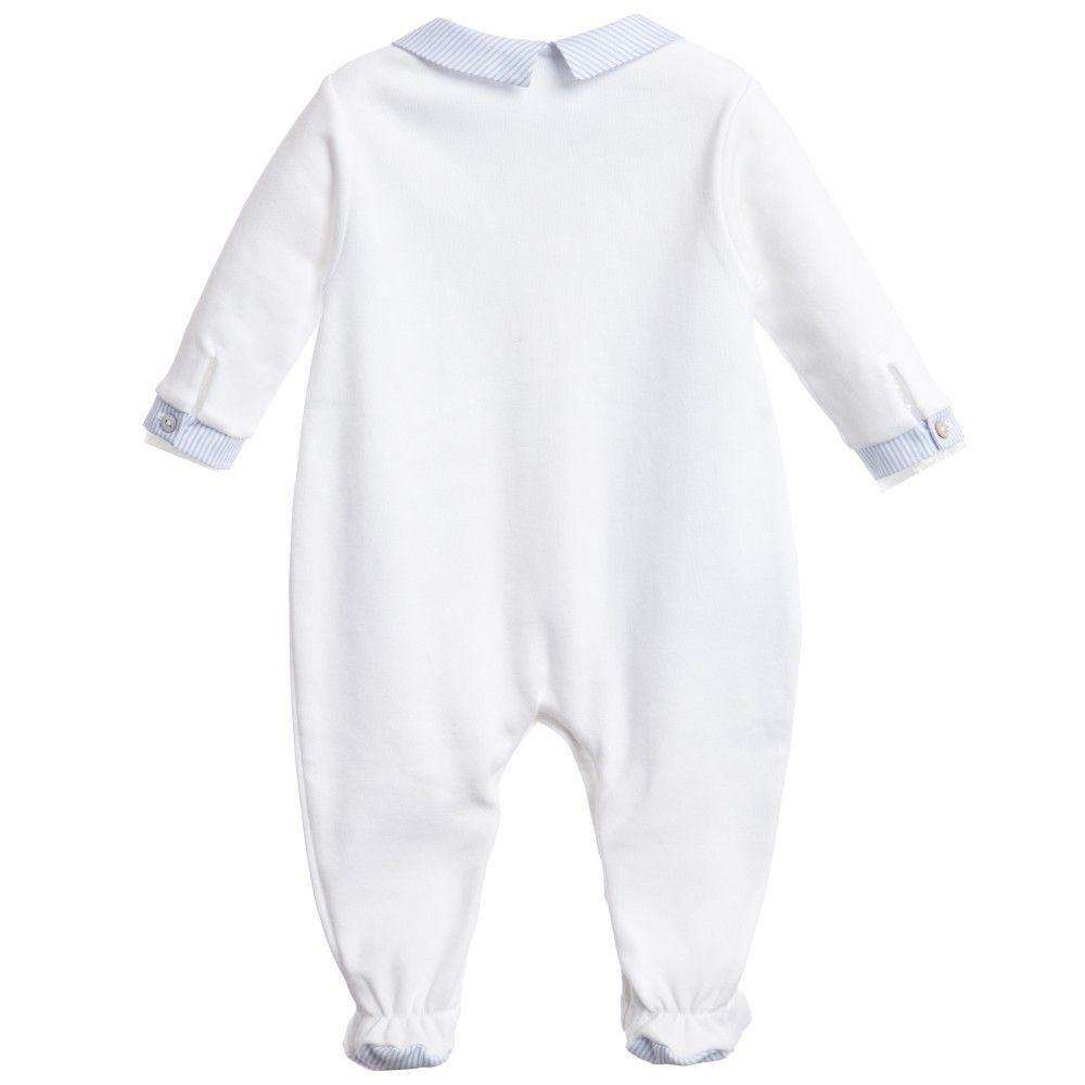 TARTINE ET CHOCOLAT BABY WHITE BLUE EMBROIDERY BABYGROW 3 MONTHS