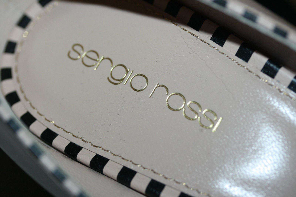 SERGIO ROSSI OPTIKALA PATENT NUDE STRIPED HEELS EU 38.5 UK 5.5