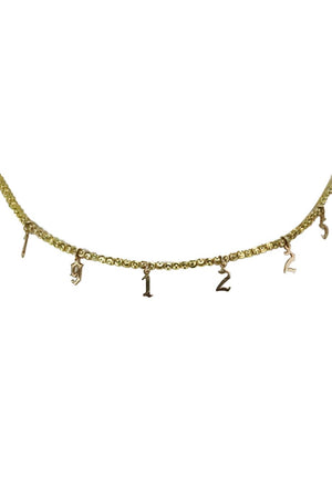 RUBY STELLA GOTHIC NUMBERS 14K YELLOW GOLD BALL CHAIN NECKLACE