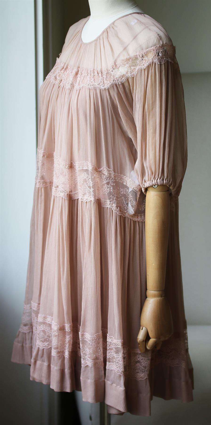 No. 21 LACE TRIMMED SILK MINI DRESS IT 38 UK 6