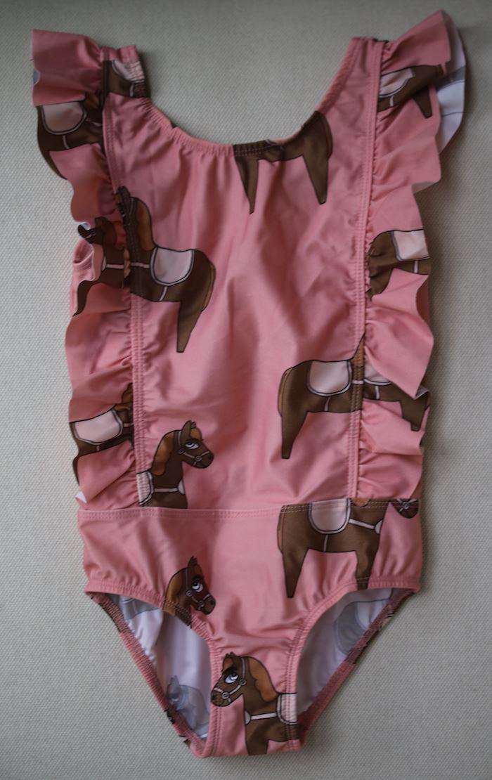 MINI RODINI GIRLS PINK HORSE PRINT SWIMSUIT 4-5 YEARS