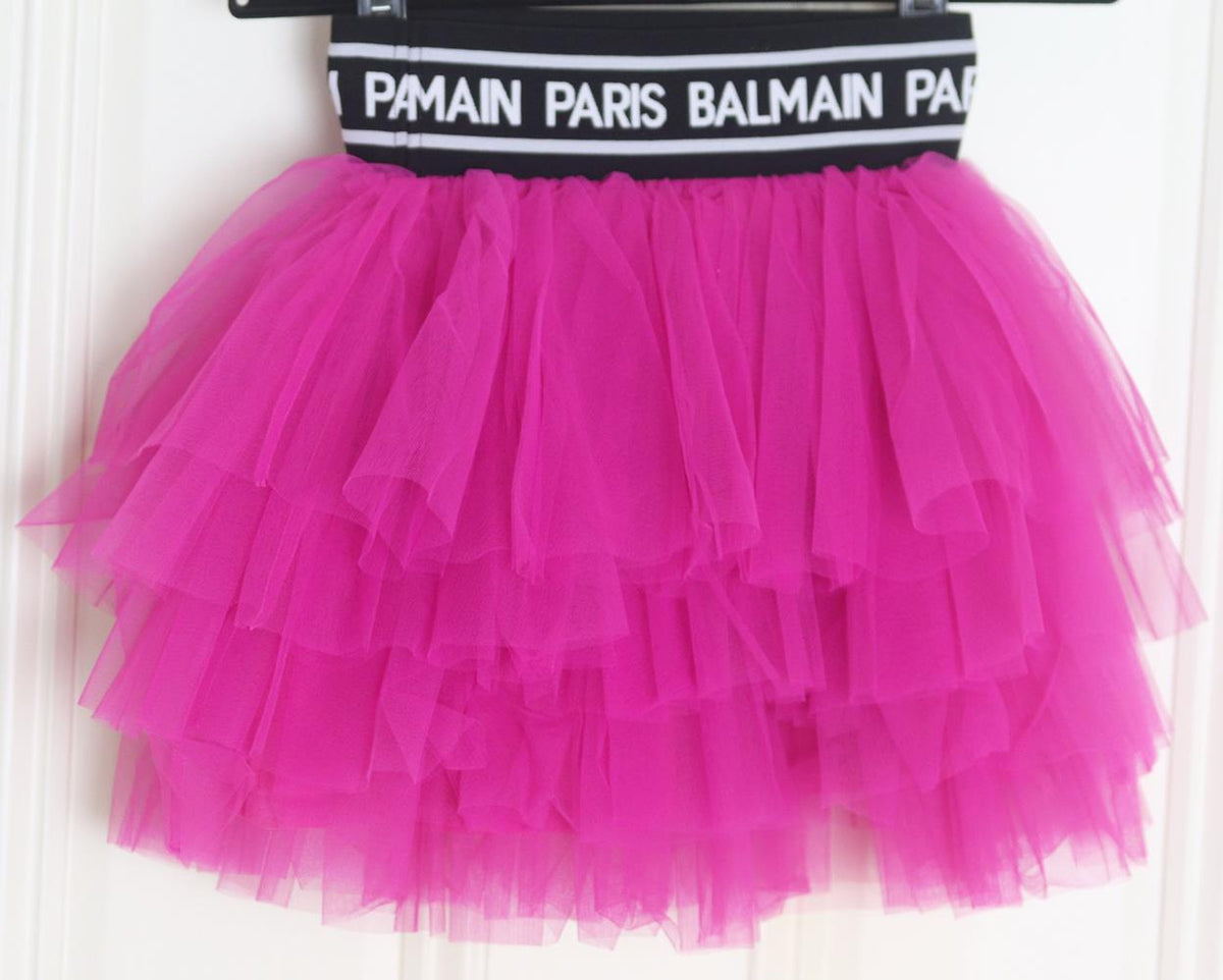 BALMAIN KIDS GIRLS LOGO TULLE SKIRT 6 YEARS