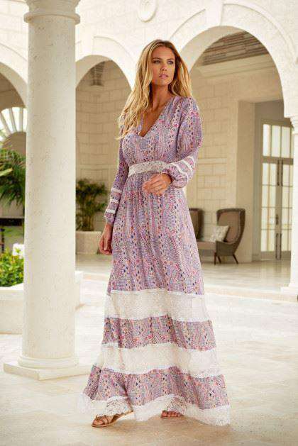 MELISSA ODABASH KRISTEN PAISLEY-PRINT LACE MAXI DRESS MEDIUM