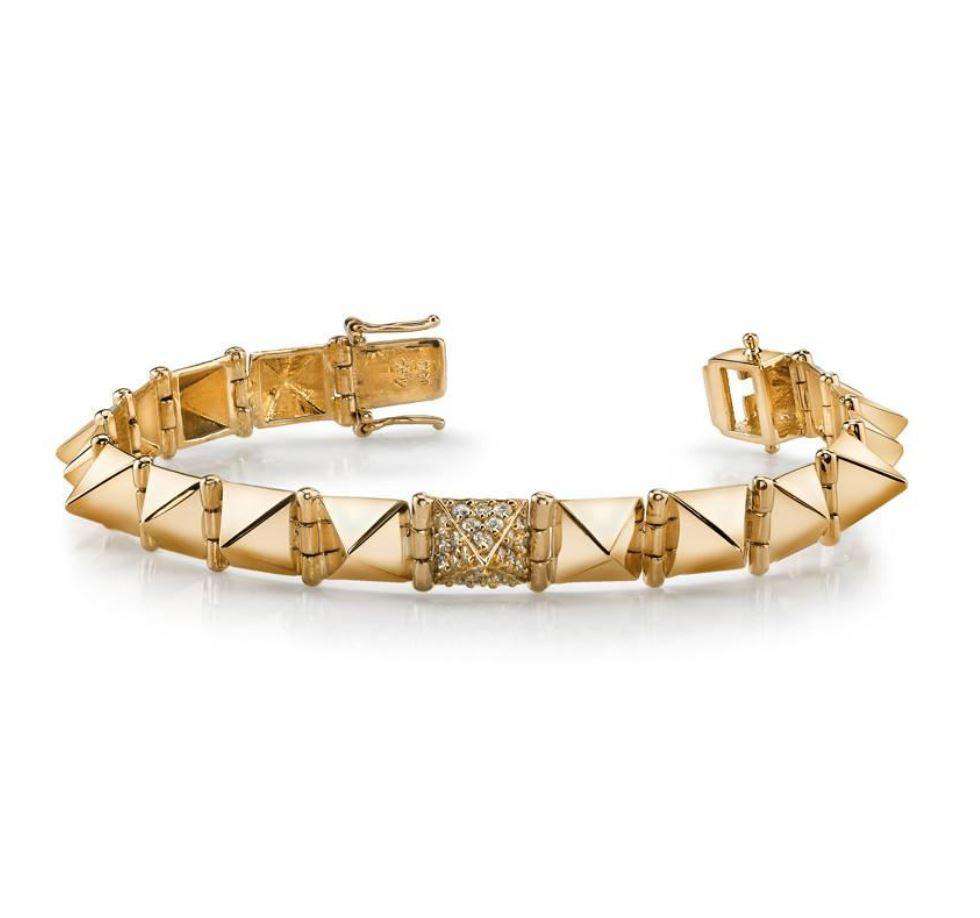ANITA KO YELLOW GOLD MEDIUM SPIKE BRACELET WITH ONE DIAMOND SPIKE
