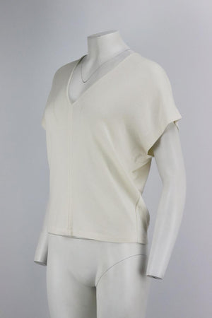 VINCE RIBBED COTTON BLEND TOP SMALL