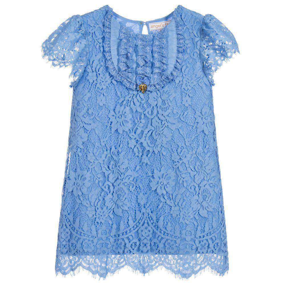 ANGEL'S FACE GIRLS BLUE COTTON LACE DRESS 4-5 YEARS