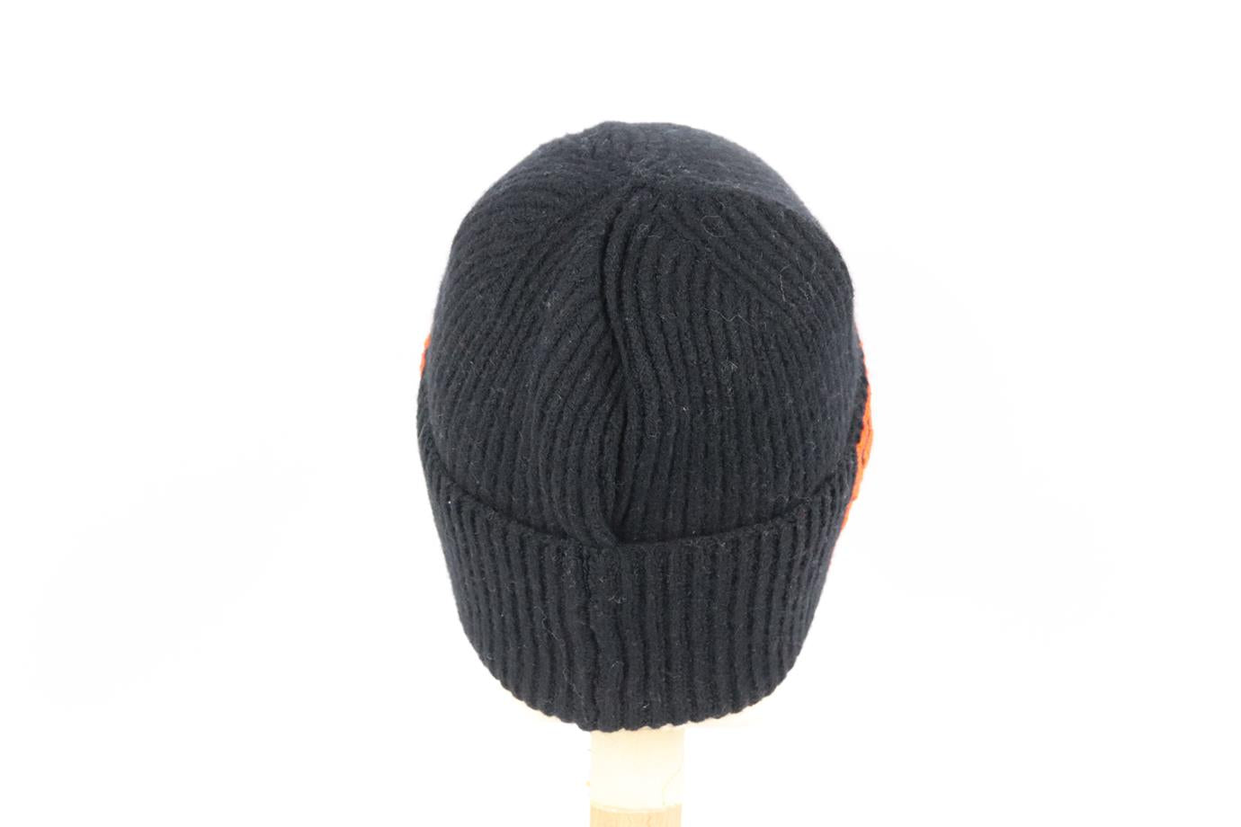 VERSACE EMBROIDERED RIBBED WOOL BEANIE ONE SIZE