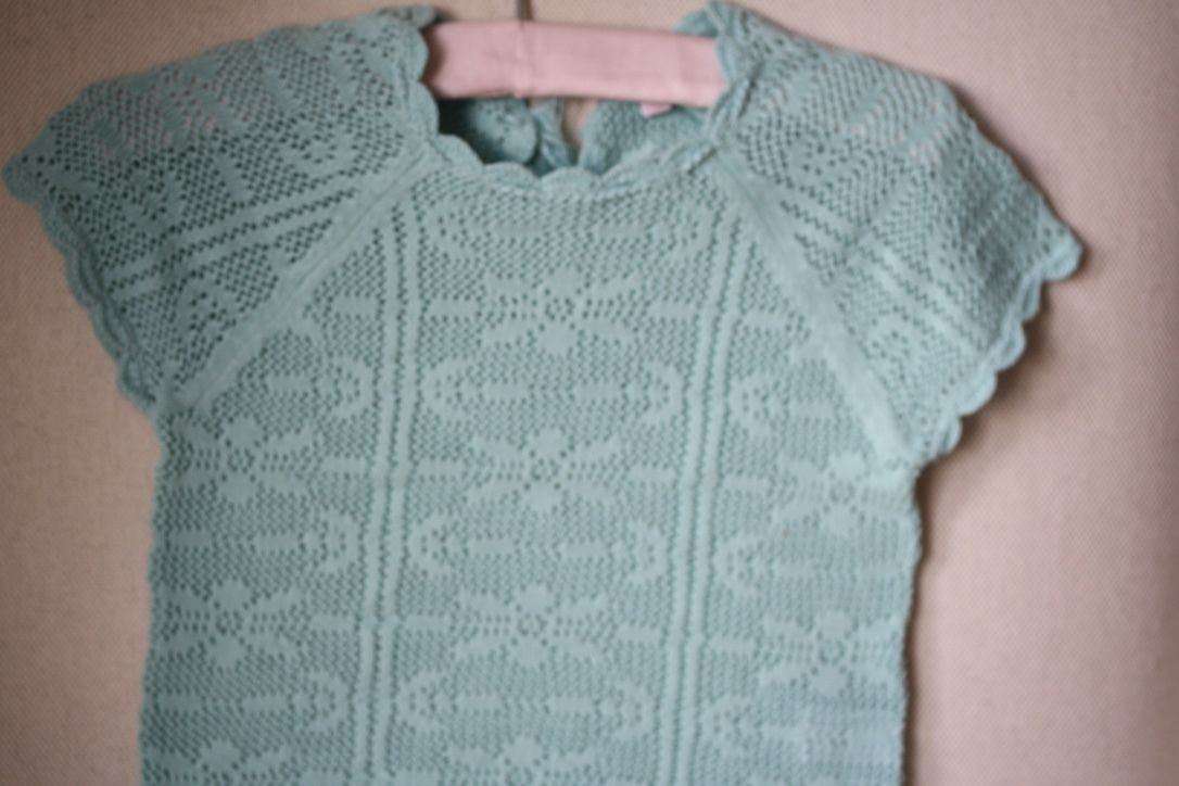 BONPOINT BABY CROCHET AQUA BLUE SWEATER TOP 3 YEARS