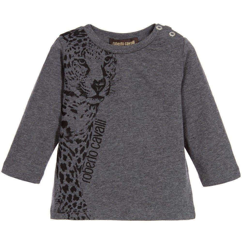 ROBERTO CAVALLI BABY GREY ANIMAL T-SHIRT TOP 18 MONTHS