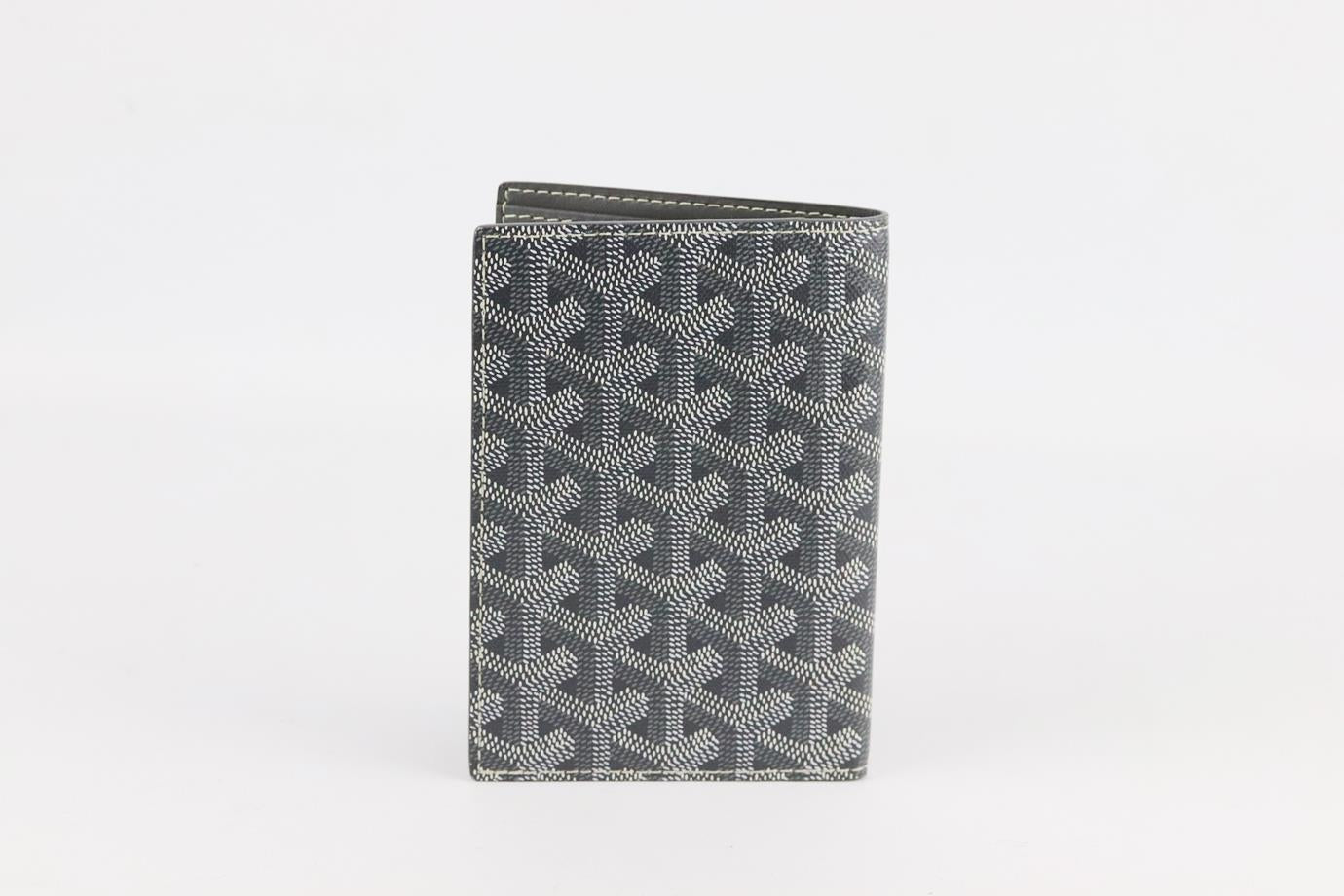 GOYARD GRENELLE PERSONALISED COATED CANVAS AND LEATHER PASSPORT HOLDER