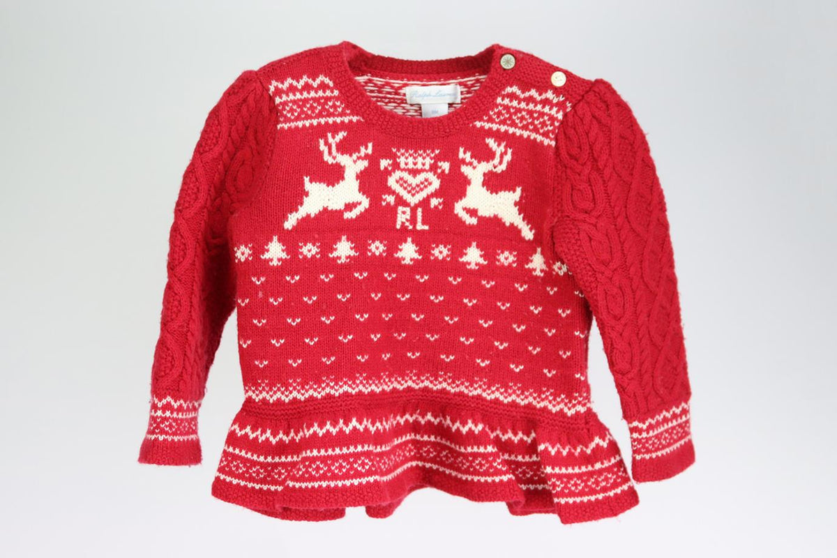 RALPH LAUREN BABY GIRLS KNITTED JUMPER 18 MONTHS