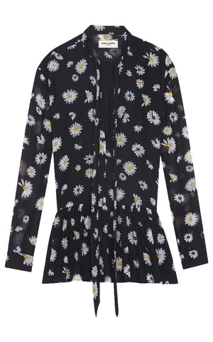 SAINT LAURENT DAISY PRINT WOOL MINI DRESS FR 42 UK 14 | nikkibradford