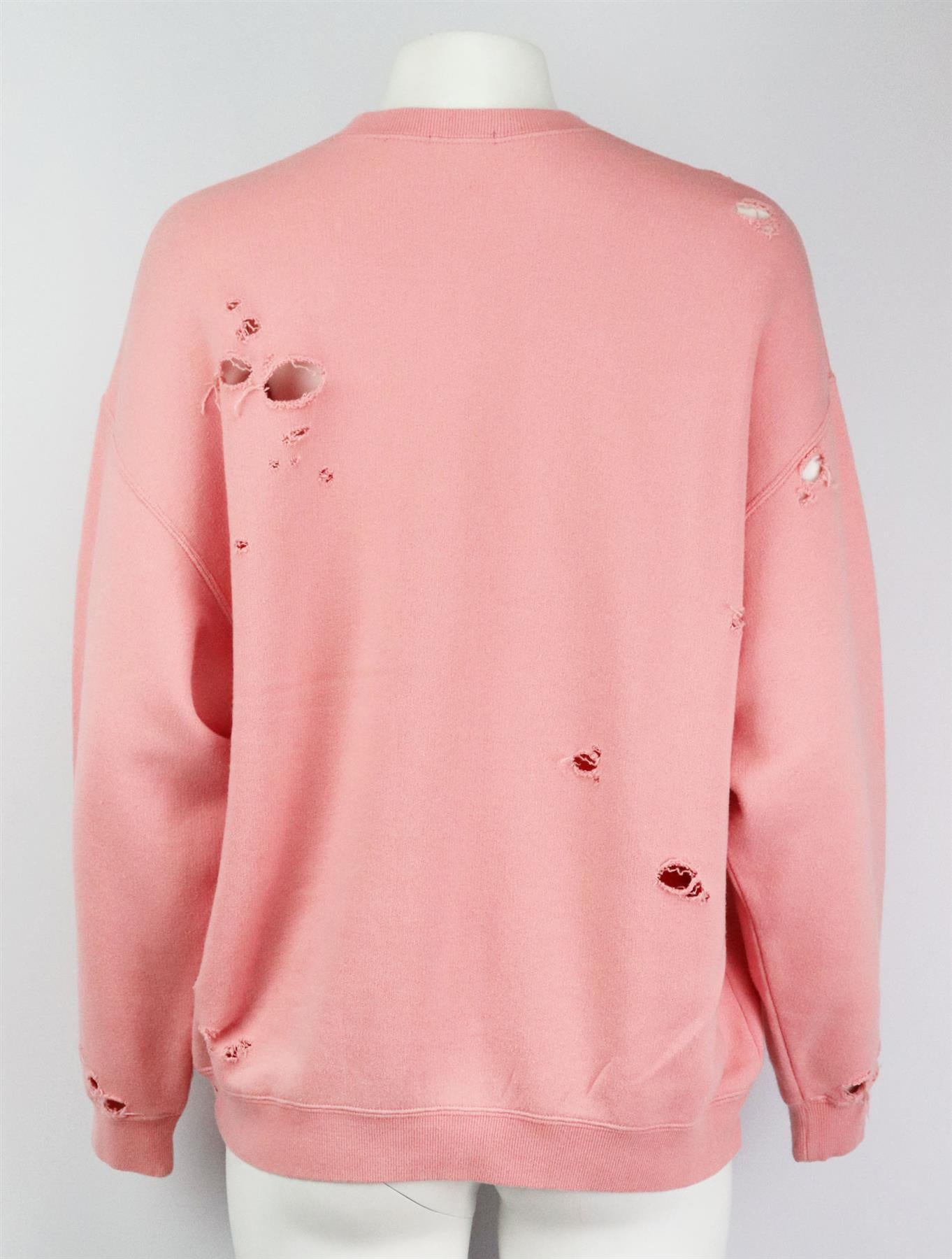 R13 DISTRESSED PRINTED COTTON TERRY SWEATSHIRT XSMALL
