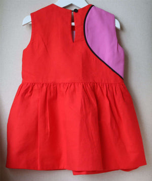 ROKSANDA BLOSSOM GIRLS RED COLOUR BLOCK DRESS 4 YEARS