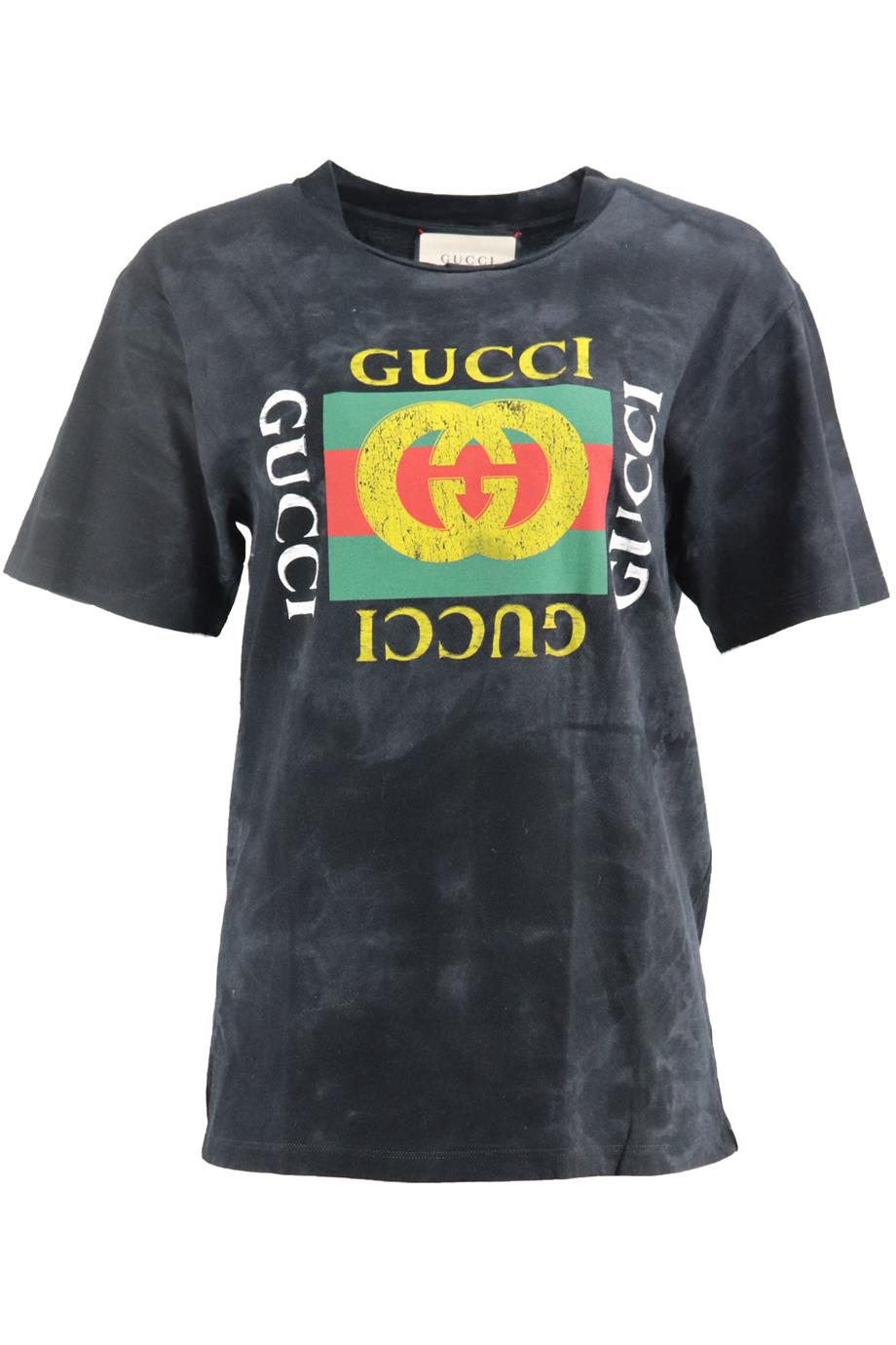 GUCCI PRINTED TIE DYED COTTON JERSEY T-SHIRT SMALL