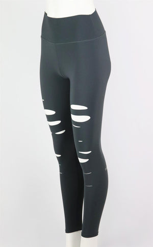 Alo Yoga High-Waist Ripped Warrior Leggings Black Size Small NEW | eBay
