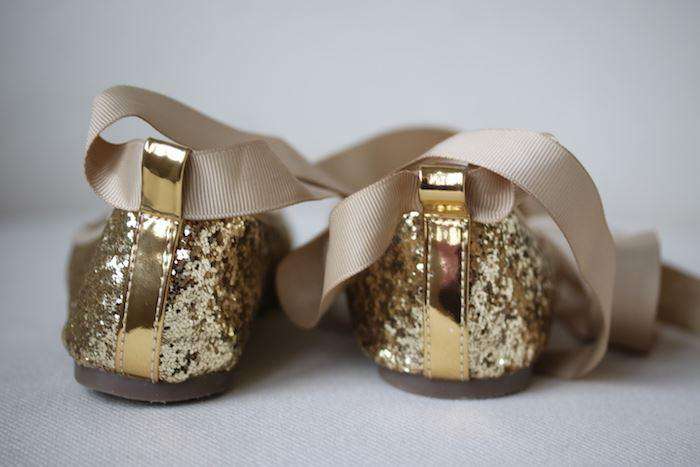 ANGEL'S FACE GIRLS GOLD GLITTER BALLERINA SHOES EU 29 UK 11