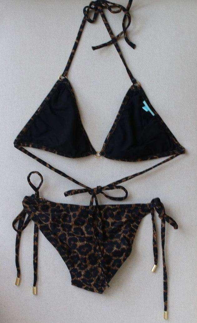 MELISSA ODABASH MONTE CARLO CHEETAH PRINT TRIANGLE BIKINI UK 10/UK 16