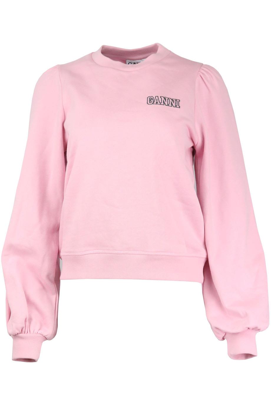 GANNI EMBROIDERED COTTON BLEND JERSEY SWEATSHIRT SMALL