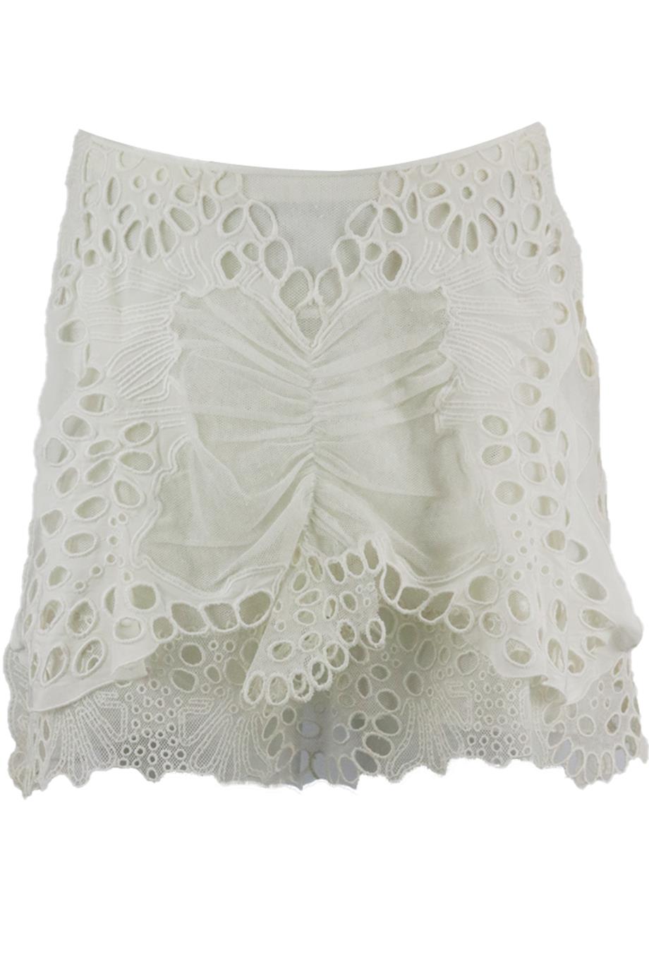 CHLOÉ TULLE AND LINEN BLEND MINI SKIRT FR 34 UK 6