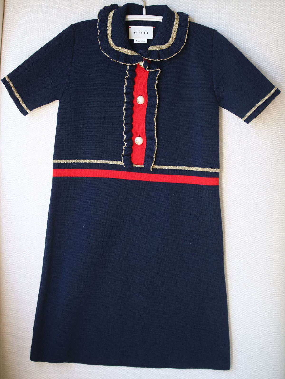 GUCCI GIRLS BLUE WOOL DRESS 5 YEARS