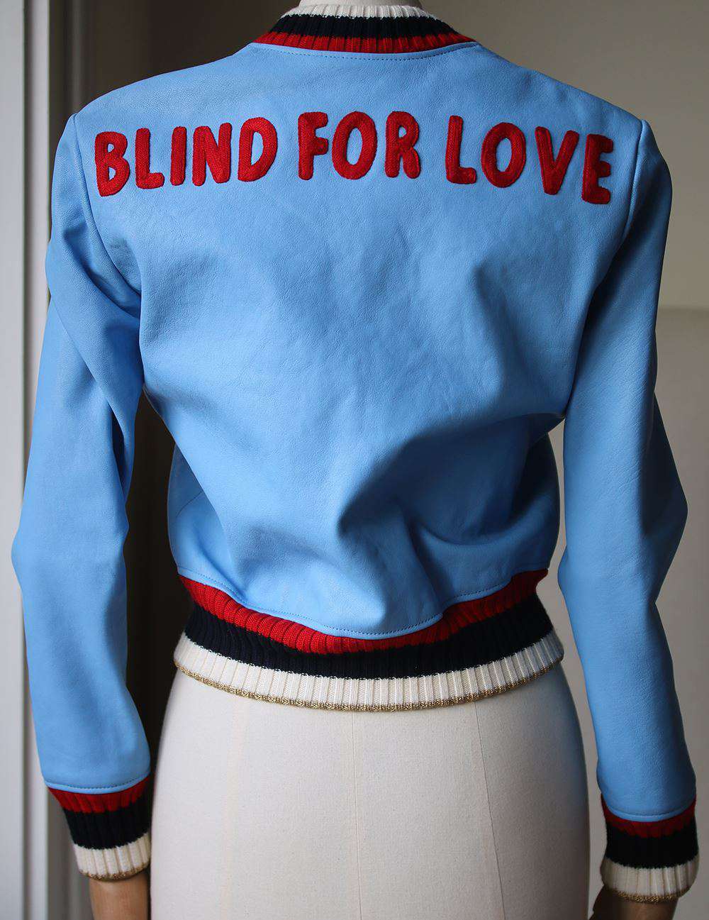 GUCCI BLIND FOR LOVE LEATHER BOMBER JACKET IT 38 UK 6