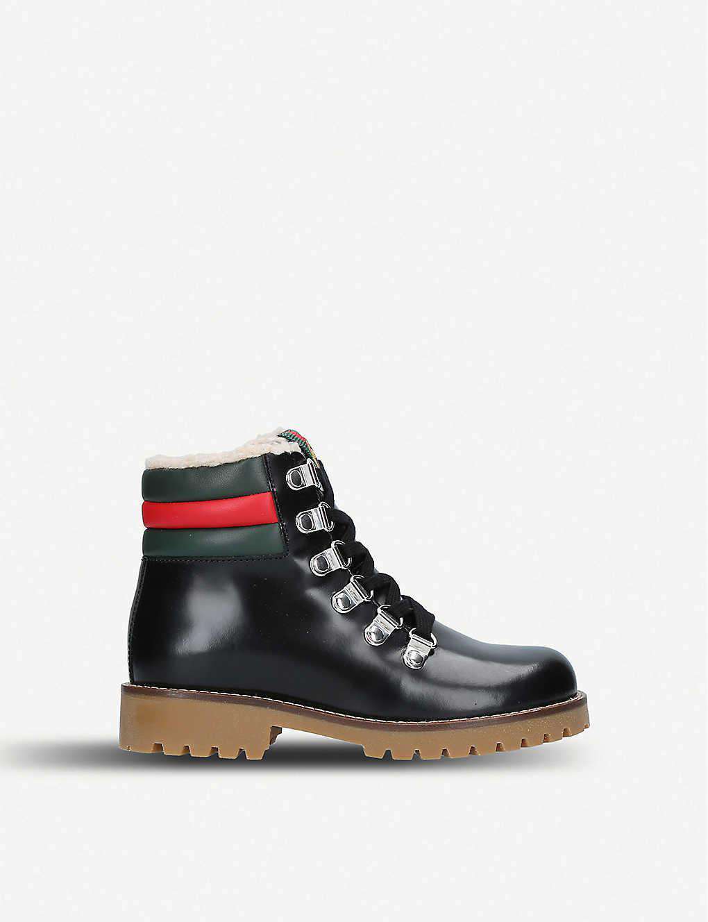GUCCI KIDS JONATHAN LEATHER ANKLE BOOTS EU 28 UK 10