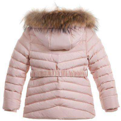 TARTINE ET CHOCOLAT GIRLS PALE PINK DOWN FILLED JACKET & FUR TRIM 3 YEARS