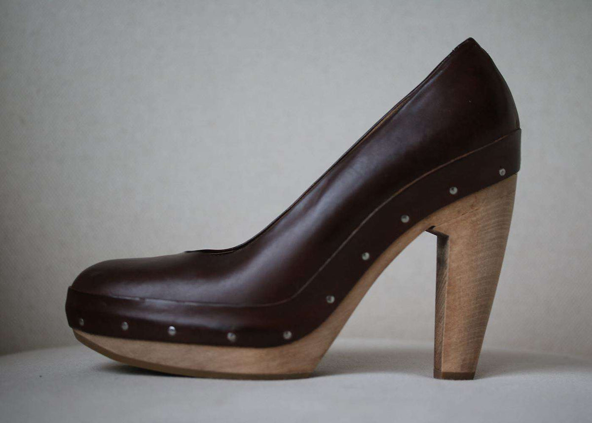 MARNI LEATHER BLOCK HEEL PUMPS EU 38 UK 5 US 8