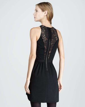 REBECCA TAYLOR BLACK LACE PANEL DRESS IT 44 UK 12