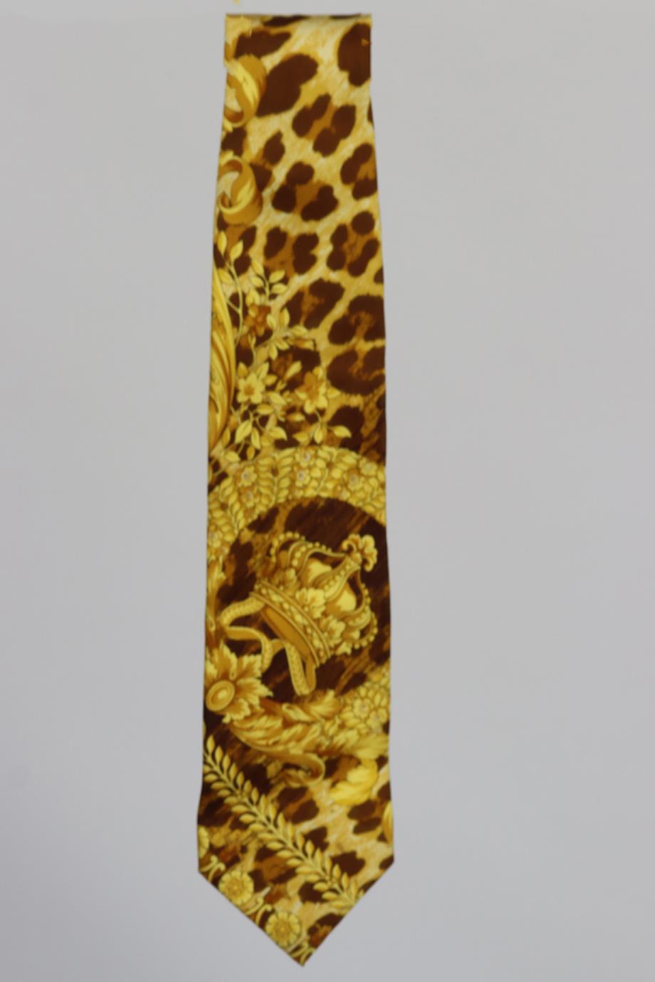 GIANNI VERSACE VINTAGE PRINTED SILK SATIN TIE