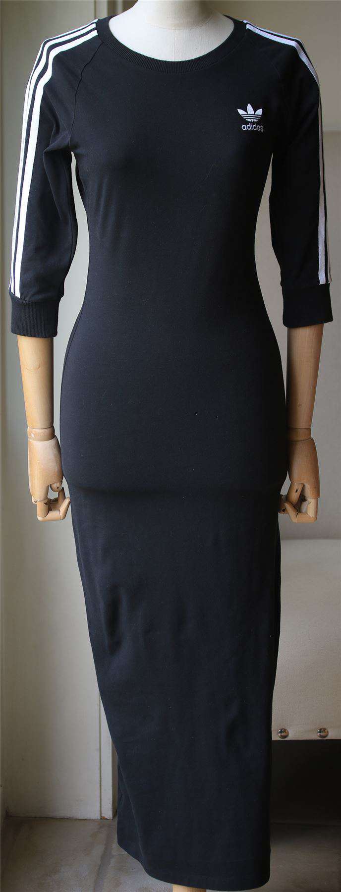 ADIDAS ORIGINALS THREE STRIPE MAXI DRESS UK 10