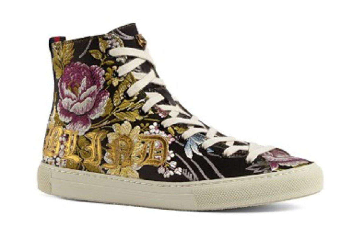 GUCCI BLIND FOR LOVE FLORAL EMBROIDERED HIGH-TOP SNEAKERS EU 37.5 UK 4.5 US 7.5