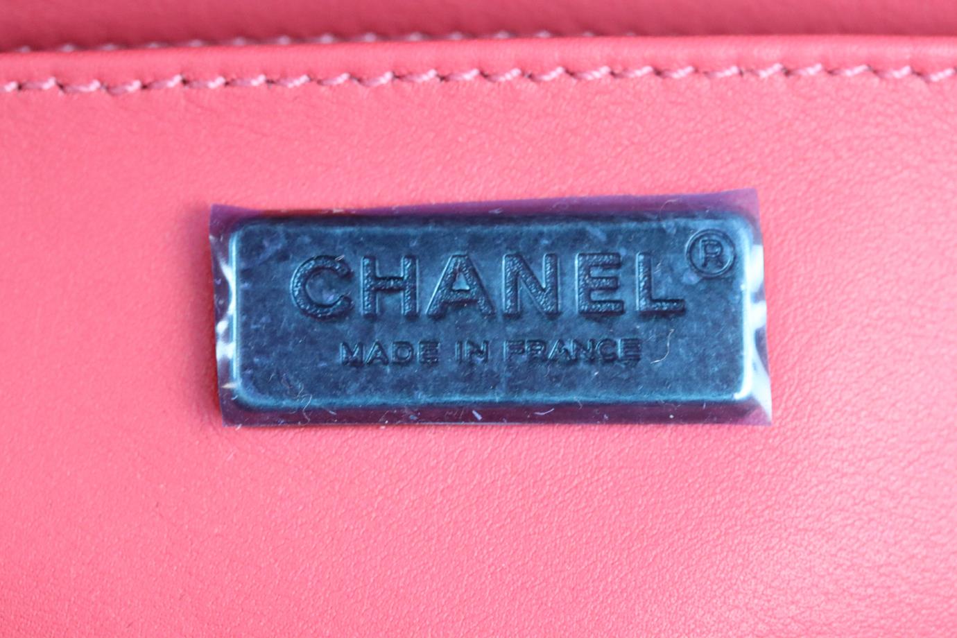 CHANEL 2016 BOY SMALL SHAGREEN AND LEATHER SHOULDER BAG