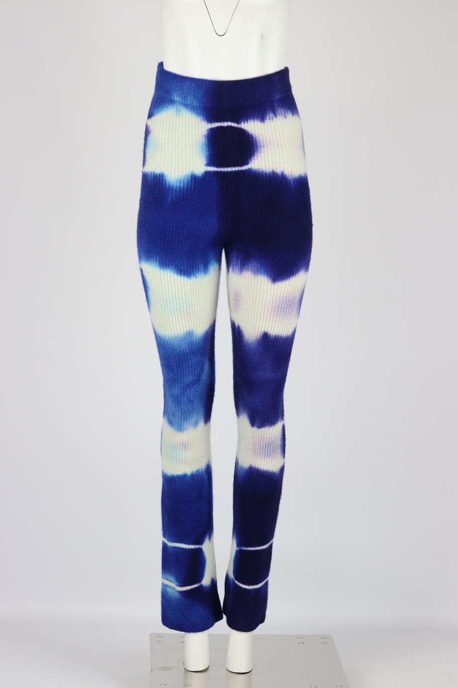 THE ELDER STATESMAN TIE DYED RIBBED CASHEMERE FLARED PANTS XSMALL