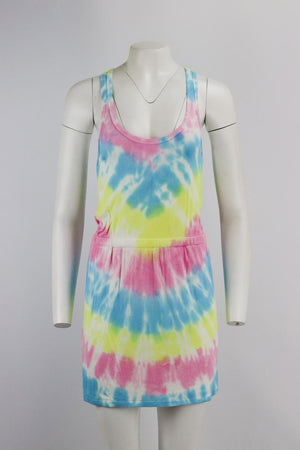 SPIRITUAL GANGSTER TIE DYED RIBBED KNIT MINI DRESS SMALL