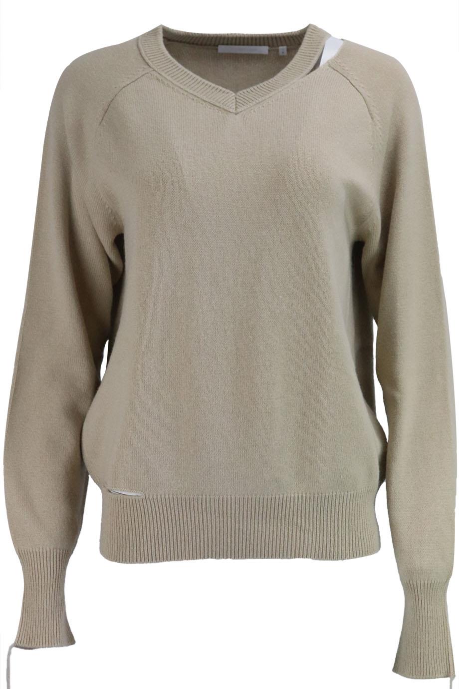HELMUT LANG DISTESSED WOOL AND CASHMERE SWEATER SMALL