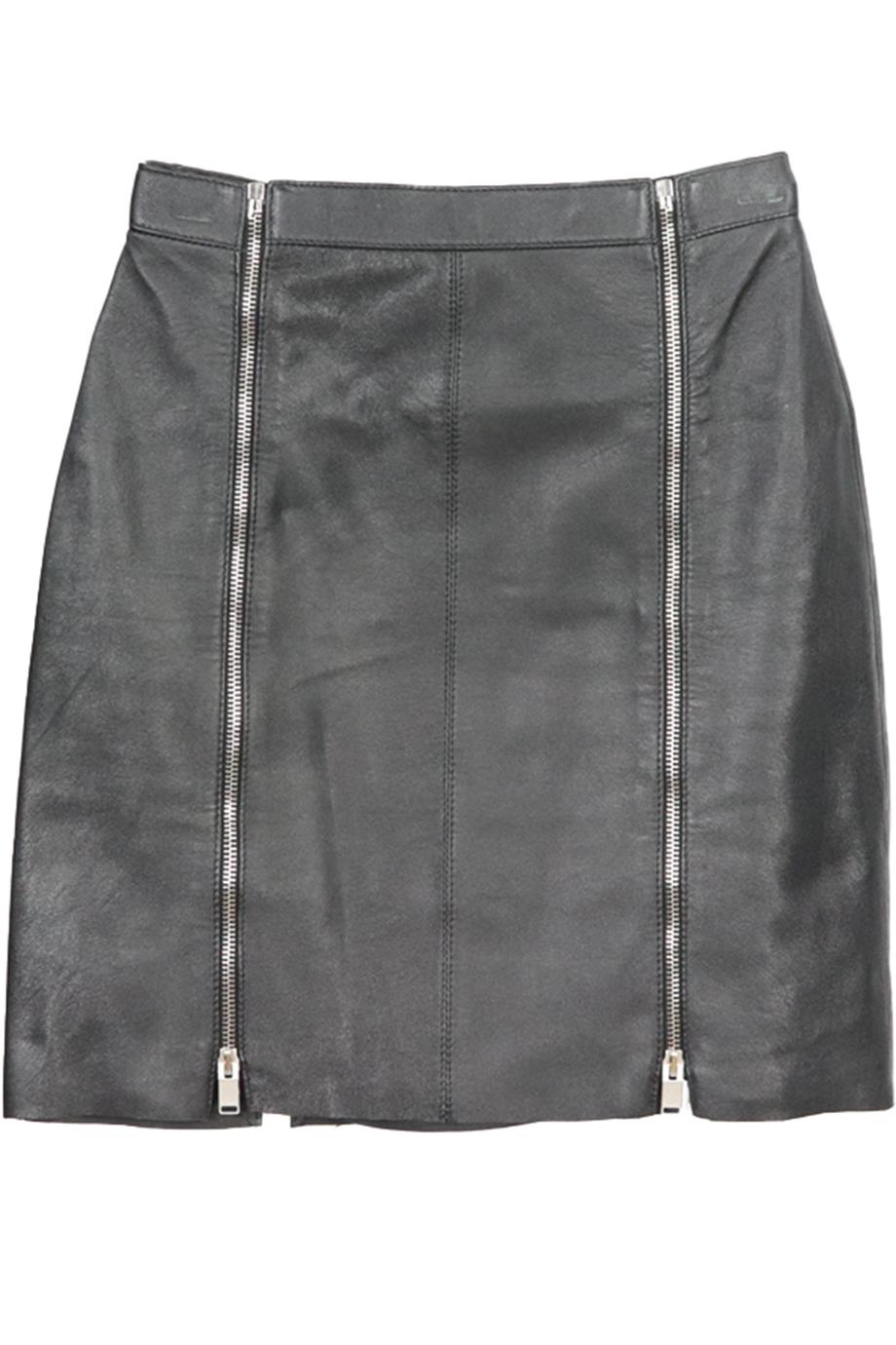 SAINT LAURENT ZIP DETAILED LEATHER MINI SKIRT FR 36 UK 8