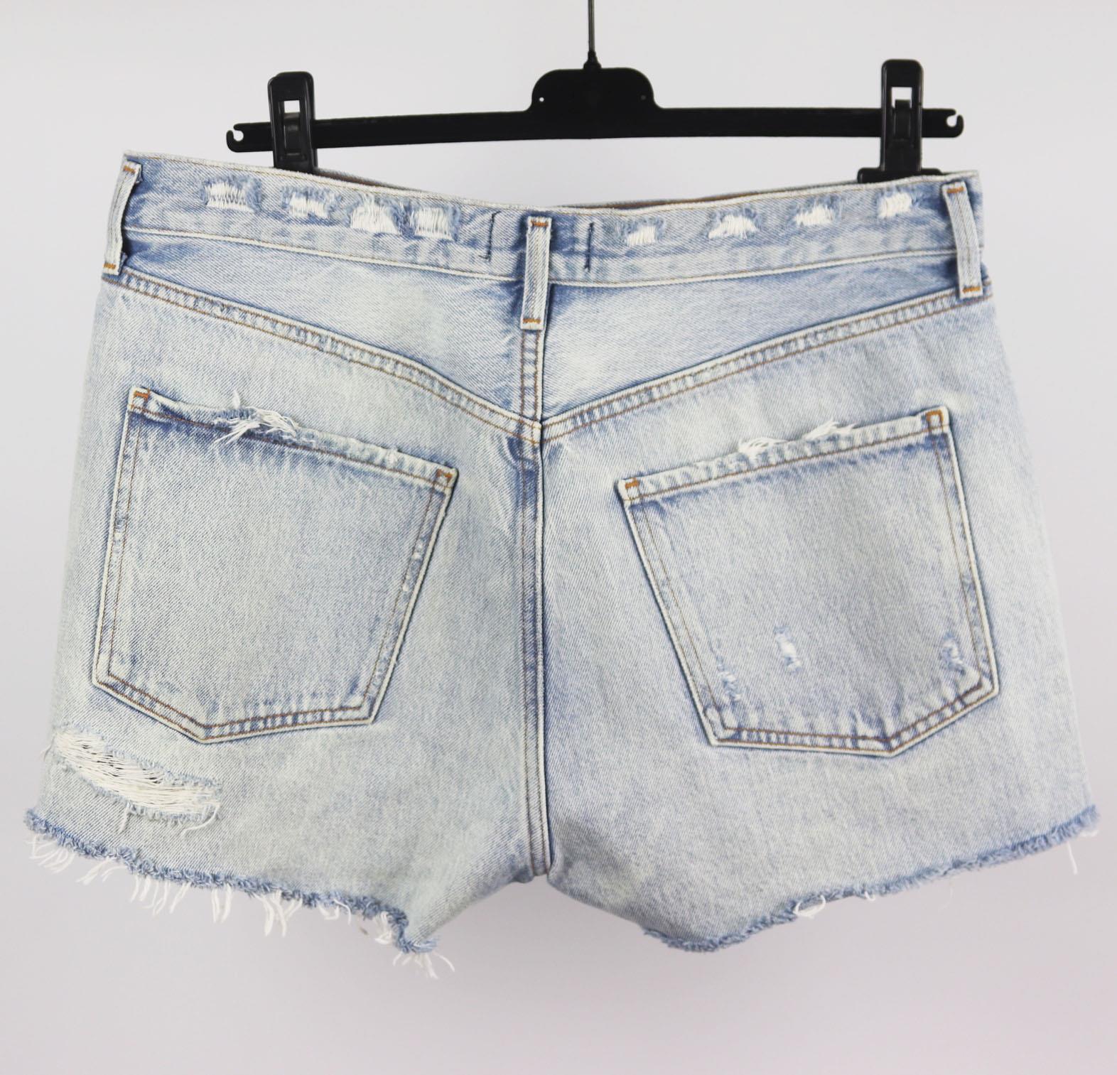 AGOLDE DISTRESSED HIGH WAISTED DENIM SHORTS W30 UK 12