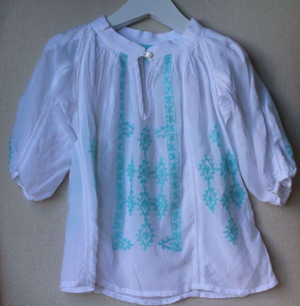 MELISSA ODABASH KIDS BABY ALIYA WHITE BLUE TOP 2 YEARS