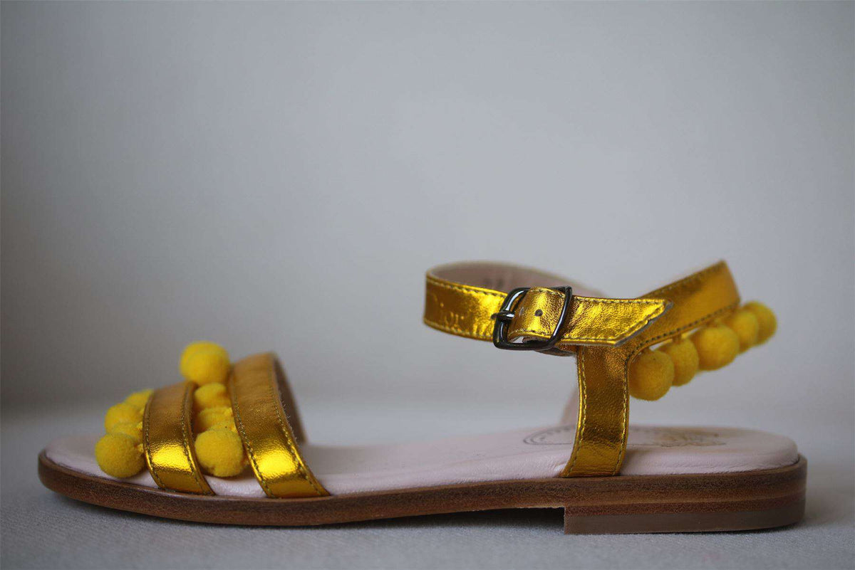 DIOR GIRLS YELLOW POM POM SANDALS EU 27 UK 9