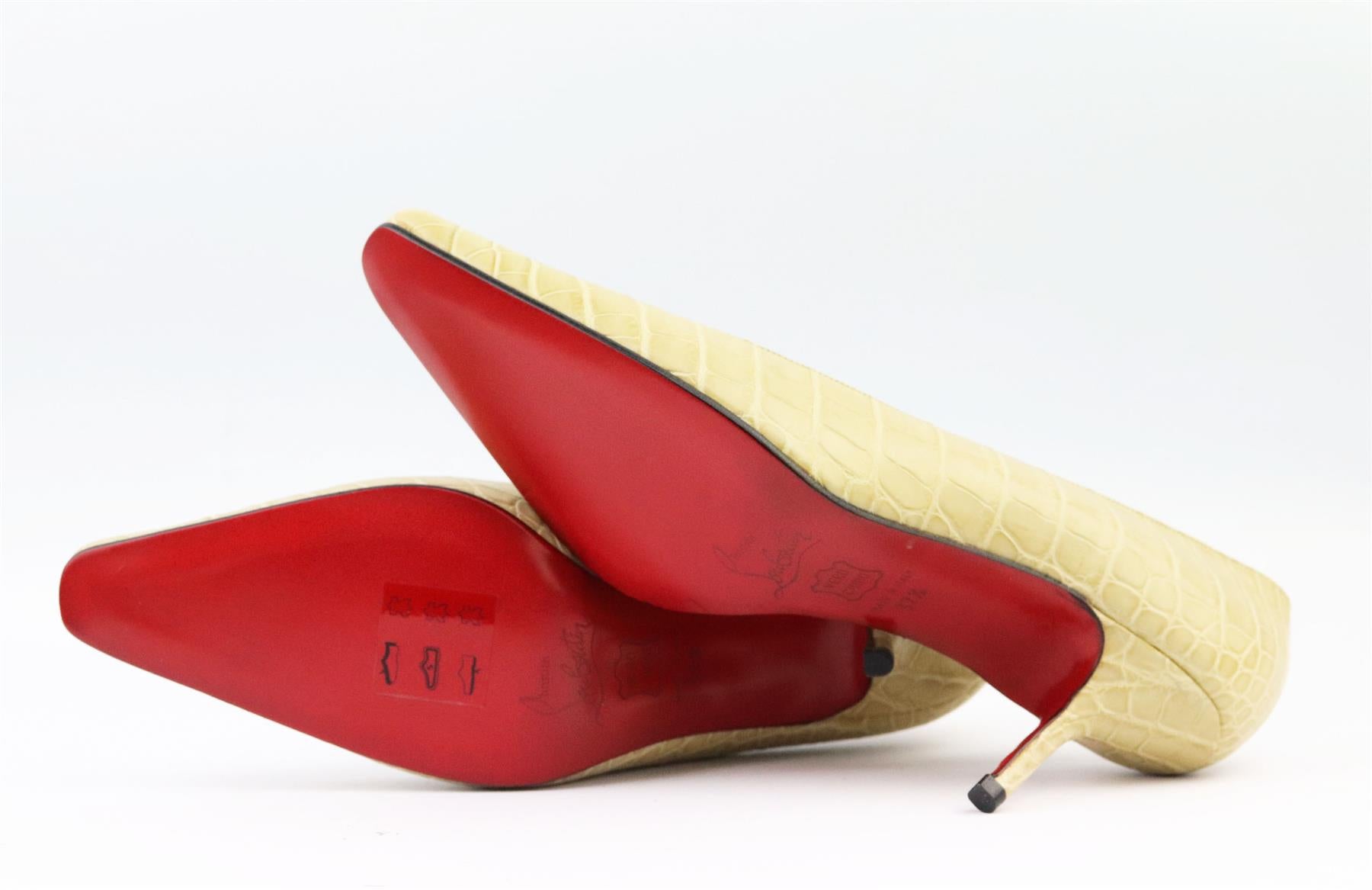 CHRISTIAN LOUBOUTIN VINTAGE CROCODILE PUMPS EU 37.5 UK 4.5 US 7.5