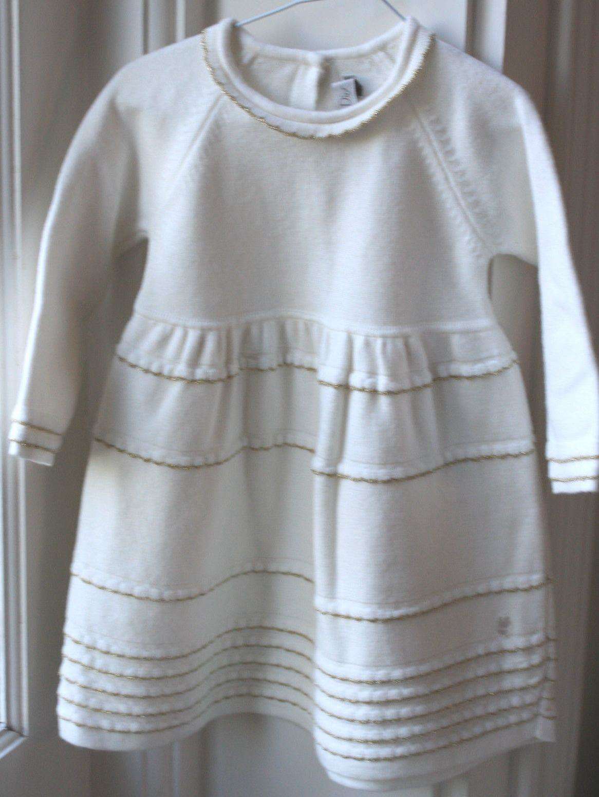 BABY DIOR BLANC LAIT KNITTED DRESS 9 MONTHS