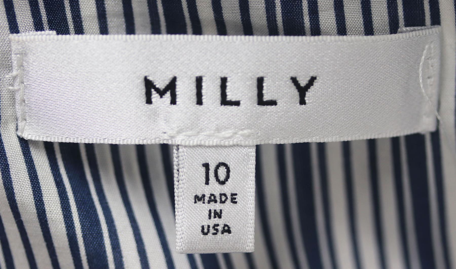 MILLY FLUTED STRIPED COTTON BLEND SHIRT US 10 UK 14