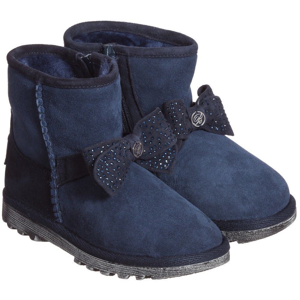 BLUMARINE BABY BLUE SHEEPSKIN BOW BOOTS SHOES EU 20 UK 4